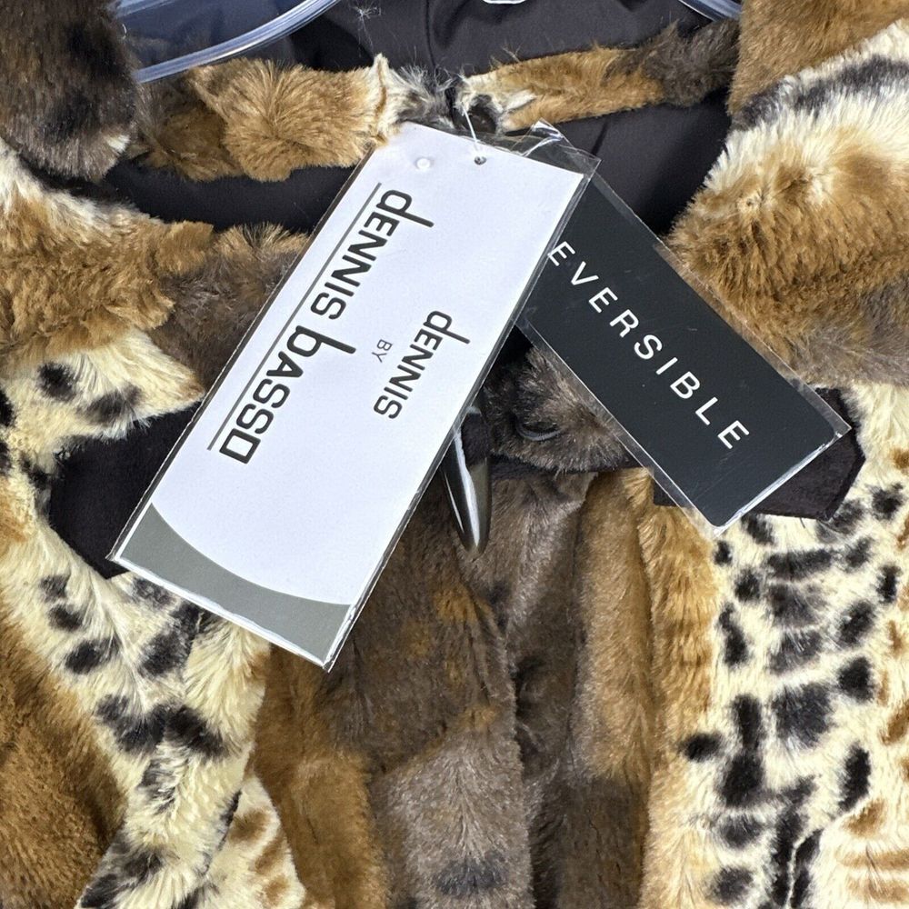 Dennis Basso Reversible Faux Fur Coat Womens XS Penny Lane Mob Wife Overcoat NWT - Picture 2 of 11